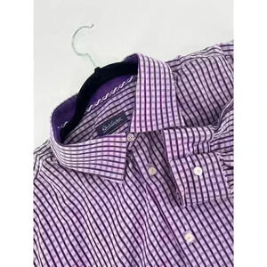 Robert Graham Size 46/18 Long Sleeve Button Down Casual Dress Shirt Purple Check